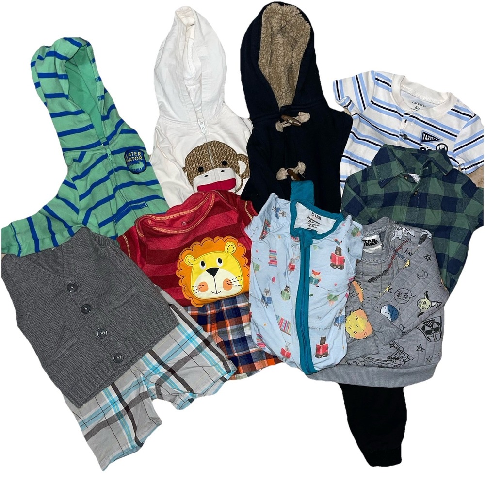 Lot Of 12 Baby Boy Clothes 6 Months Sweaters, shorts, tops, Mix Brands